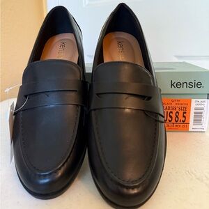 Kensie Black Leather Loafers Slip-Ons